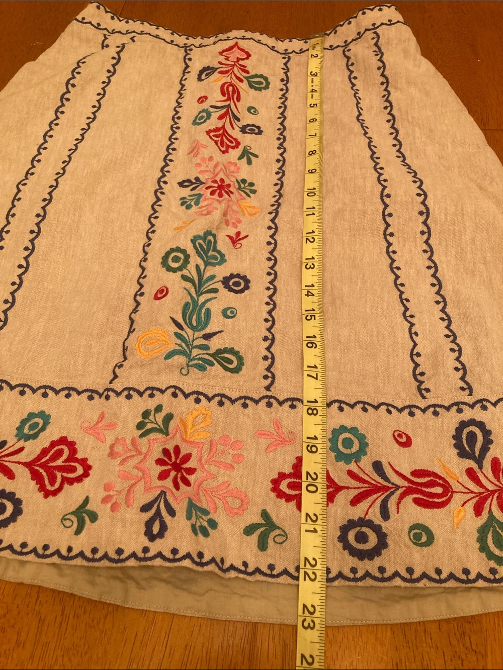 Boden Women's Size 8P Brooke Embroidered Cream Floral Midi Skirt Linen Blend - Picture 13 of 16